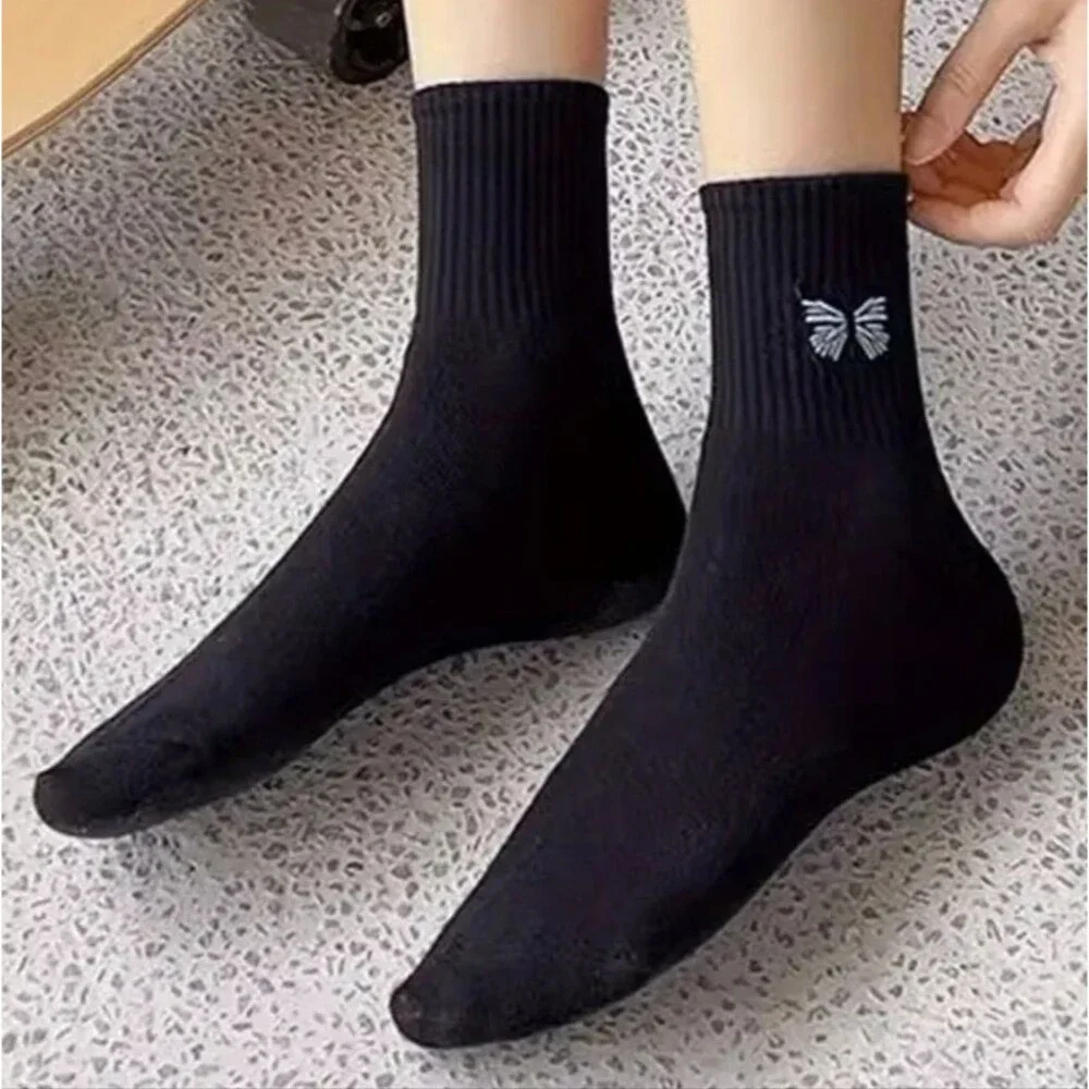 Butterfly ribbed ankle socks bundle pack